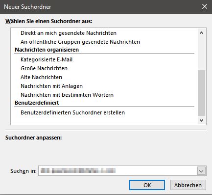 Suchordner in Outlook